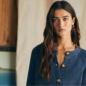 Faherty NWT XS Blue Button-Up Henley sweater